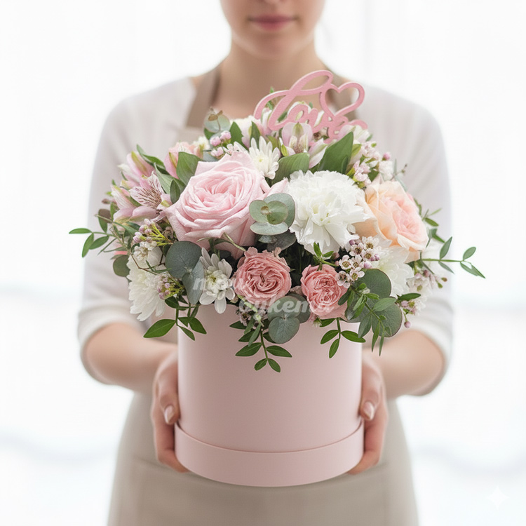 Розы с альстромериями на 14 февраля